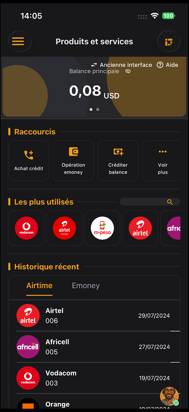 L'écran d'accueil de l'application J-napps Business.