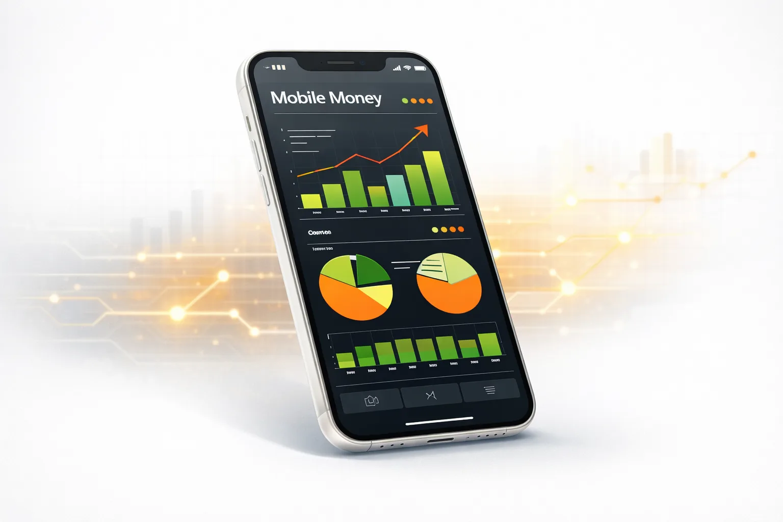 Illustration du dashboard Mobile Money (fond noir)